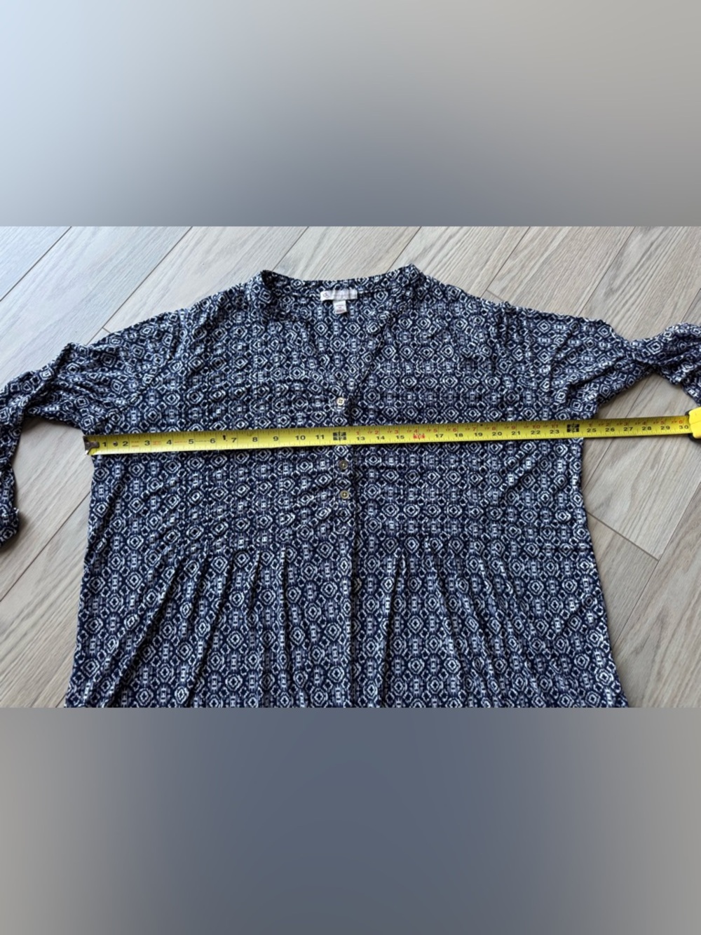 Dress Barn Navy Patterned Button-Front Tunic - Picture 4 of 7